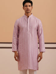 Traditional Silk-Blend Lavender Kurta for Men ( 65KO 5343 Lavender ) [FF] [B-1-2]