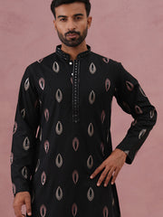 Festive Silk Blend Embroidered Kurta (65KO 5346 Black ) [FF] [B-1-2]