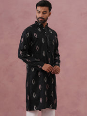 Festive Silk Blend Embroidered Kurta (65KO 5346 Black ) [FF] [B-1-2]