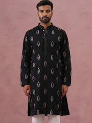 Festive Silk Blend Embroidered Kurta (65KO 5346 Black ) [FF] [B-1-2]