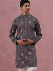 Festive Silk Blend Embroidered Kurta (65KO 5346 Grey ) [FF] [B-1-2]