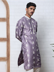 Men’s Embroidered Silk Blend Kurta (65KO 5347 Purple ) [FF] [B-1-2]