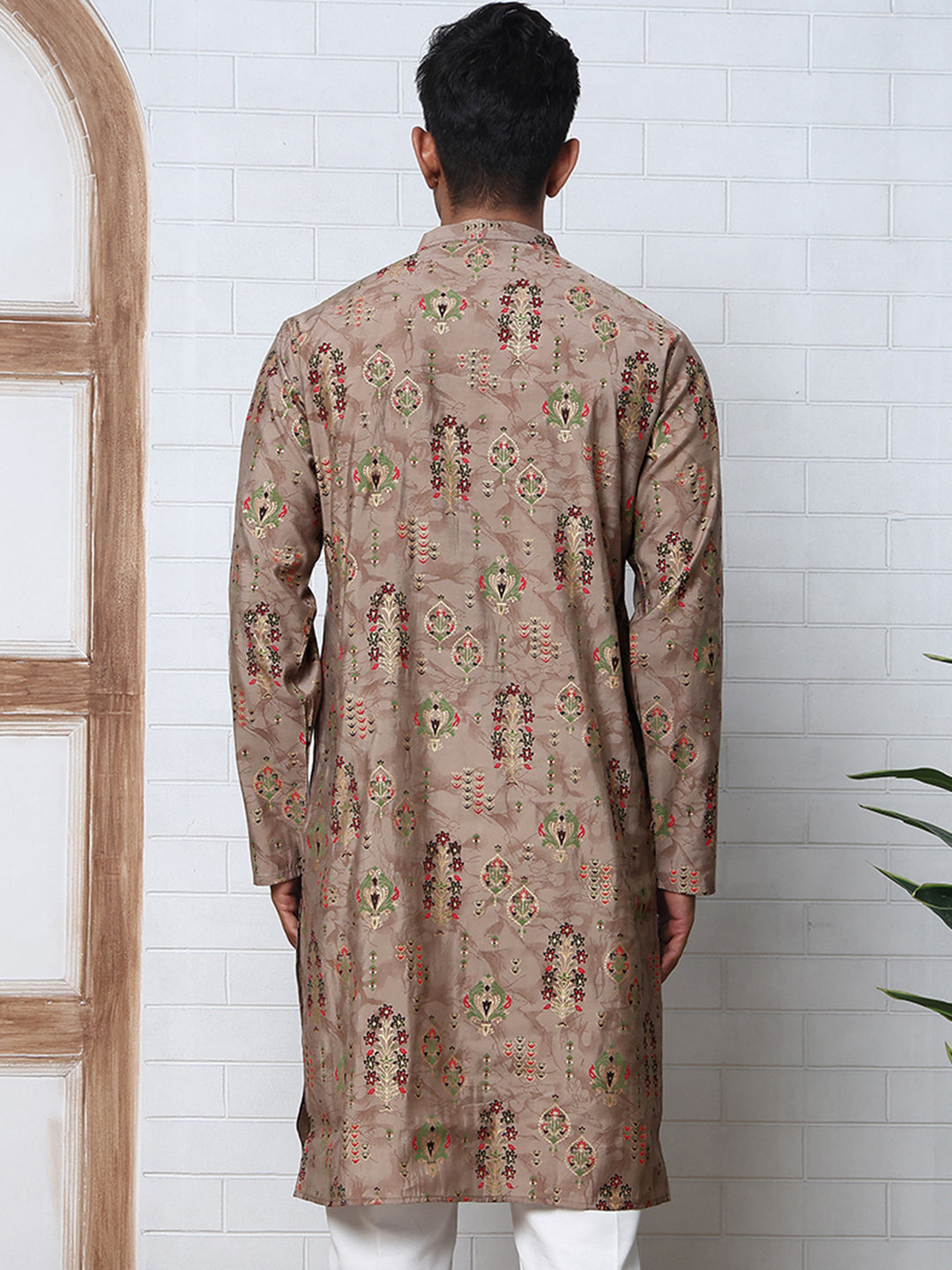 DesiQlo Men Printed Kurta Only - Brown - 65KO_5348Brown_S