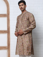 Traditional Foil Printed Kurta for Men (65KO 5348 Brown ) [FF] [D-1]