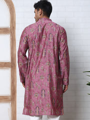 Traditional Foil Printed Kurta for Men ( 65KO 5348 Magenta ) [FF] [D-1]