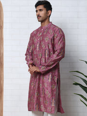 Traditional Foil Printed Kurta for Men ( 65KO 5348 Magenta ) [FF] [D-1]