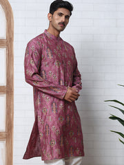 Traditional Foil Printed Kurta for Men ( 65KO 5348 Magenta ) [FF] [D-1]