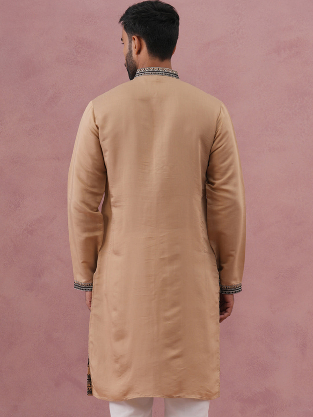 DesiQlo Men Embroidered Kurta Only - Beige - 65KO_5350Beige_S