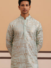Premium Silk Blend Embroidered Kurta (65KO 5351 Blue ) [FF] [B-1-2]