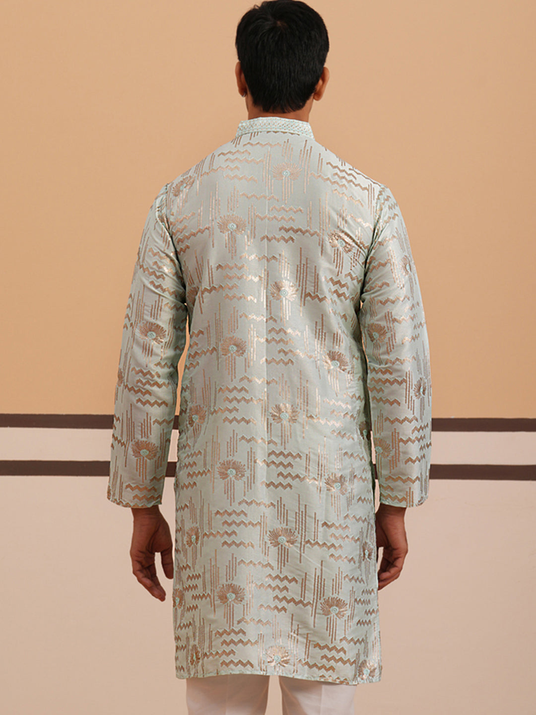 DesiQlo Men Embroidered Kurta Only - Blue - 65KO_5351Blue_S