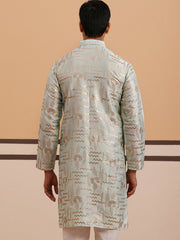 Premium Silk Blend Embroidered Kurta (65KO 5351 Blue ) [FF] [B-1-2]