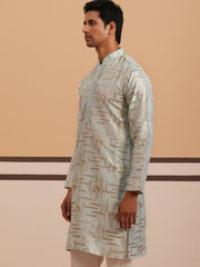 Premium Silk Blend Embroidered Kurta (65KO 5351 Blue ) [FF] [B-1-2]