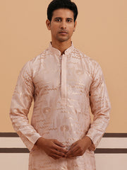 Premium Silk Blend Embroidered Kurta ( 65KO 5351 Peach ) [FF] [B-1-2]