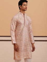 Premium Silk Blend Embroidered Kurta ( 65KO 5351 Peach ) [FF] [B-1-2]