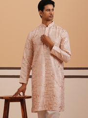Premium Silk Blend Embroidered Kurta ( 65KO 5351 Peach ) [FF] [B-1-2]