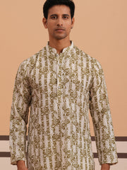 Olive Ethnic Printed Kurta for Men ( 65KO 5352 Olive ) [FF] [F-2-3]