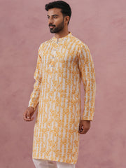 Yellow Ethnic Printed Kurta for Men (65KO 5352 Yellow ) [FF] [F-2-3]
