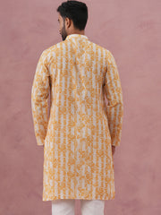 Yellow Ethnic Printed Kurta for Men (65KO 5352 Yellow ) [FF] [F-2-3]
