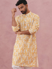 Yellow Ethnic Printed Kurta for Men (65KO 5352 Yellow ) [FF] [F-2-3]