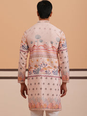 Men’s Cotton Blend Festive Printed Kurta ( 65KO 5353 Peach ) [FF] [A-1-4]