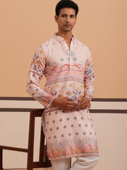 Men’s Cotton Blend Festive Printed Kurta ( 65KO 5353 Peach ) [FF] [A-1-4]