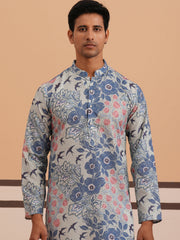 Men’s Printed Cotton Blend Kurta (65KO 5354 Blue ) [FF] [D-1]