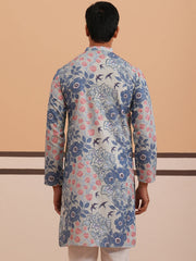 Men’s Printed Cotton Blend Kurta (65KO 5354 Blue ) [FF] [D-1]