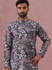 Men’s Printed Cotton Blend Kurta (65KO 5354 Grey ) [FF] [D-1]