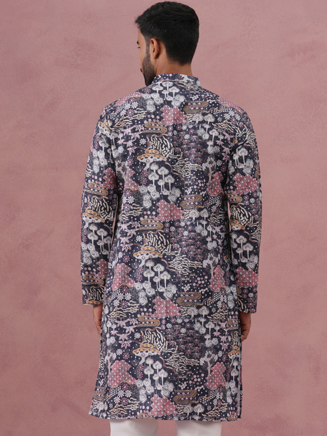 DesiQlo Men Printed Kurta Only - Grey - 65KO_5354Grey_S