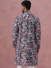 Men’s Printed Cotton Blend Kurta (65KO 5354 Grey ) [FF] [D-1]
