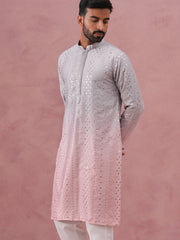 Ombre Silk Blend Kurta with Sequin Work ( 65KO 5357 Peach ) [FF] [Q-12-13]
