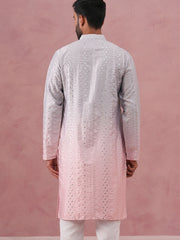 Ombre Silk Blend Kurta with Sequin Work ( 65KO 5357 Peach ) [FF] [Q-12-13]