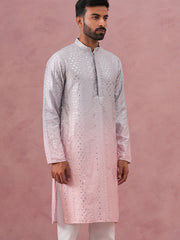 Ombre Silk Blend Kurta with Sequin Work ( 65KO 5357 Peach ) [FF] [Q-12-13]