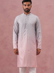 Ombre Silk Blend Kurta with Sequin Work ( 65KO 5357 Peach ) [FF] [Q-12-13]