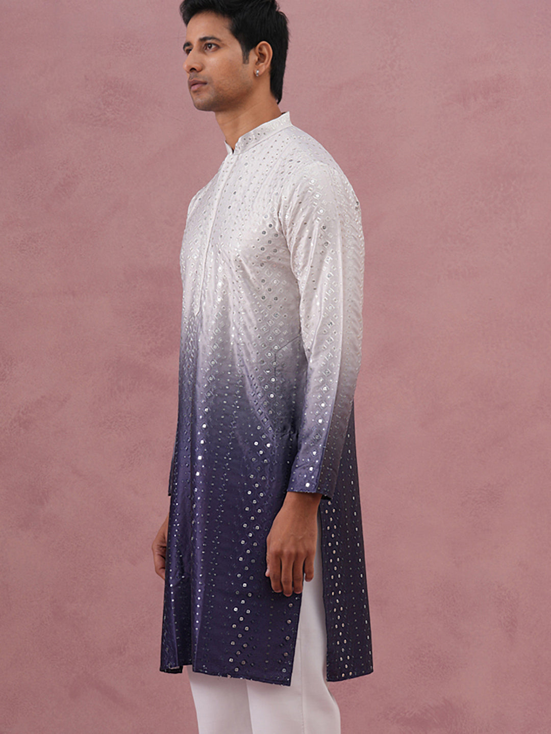 DesiQlo Men Embroidered Kurta Only - Purple - 65KO_5357Purple_S