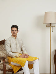 Ombre Silk Blend Kurta with Sequin Work ( 65KO 5357Yellow S ) [FF] [Q-12-13]