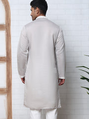 Floral Embroidered Silk Blend Kurta (65KO 5362 Grey ) [FF] [A-1-4]