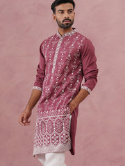 Festive Silk Blend Kurta with Sequins Work ( 65KO 5363 Maroon ) [FF] [A-1-4]