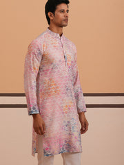 Abstract Printed & Embroidered Kurta ( 65KO 5364 Peach ) [FF] [Q-8]