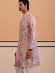 Abstract Printed & Embroidered Kurta ( 65KO 5364 Peach ) [FF] [Q-8]