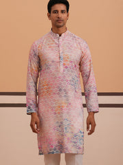 Abstract Printed & Embroidered Kurta ( 65KO 5364 Peach ) [FF] [Q-8]
