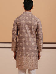 Embroidered Cotton-Blend Kurta with Paisley Design (65KO 5365 Grey ) [FF] [Q-12-15]