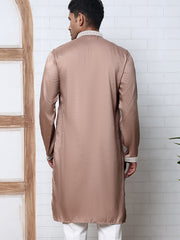 Traditional Silk-Blend Kurta with Embroidery (65KO 5371 Brown ) [FF] [A-1-4]