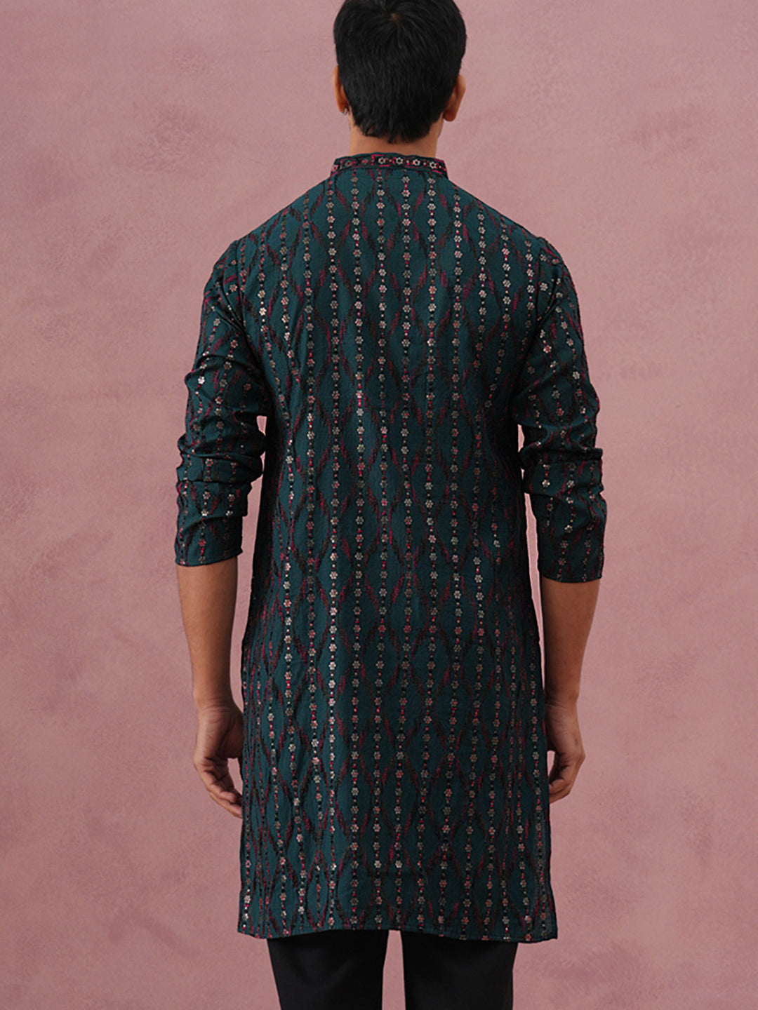 DesiQlo Men Embroidered Kurta Only - Green - 65KO_5372Olive_S