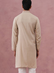 Silk Blend Embroidered Kurta for Men ( 65KO 5373 Cream ) [FF] [P-5]