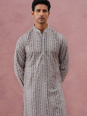 Grey Geometric Print & Sequin Kurta (65KO 5379 Grey ) [FF] [A-1-4]