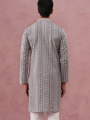 Grey Geometric Print & Sequin Kurta (65KO 5379 Grey ) [FF] [A-1-4]