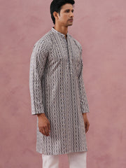 Grey Geometric Print & Sequin Kurta (65KO 5379 Grey ) [FF] [A-1-4]