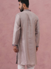 Grey Silk Blend Geometric Embroidered Kurta (65KO 5381 Grey ) [FF] [B-1-2]