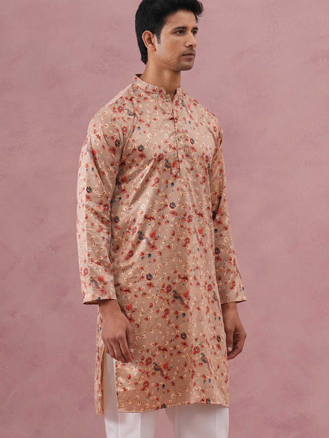 DesiQlo Men Printed Kurta Only - Gold